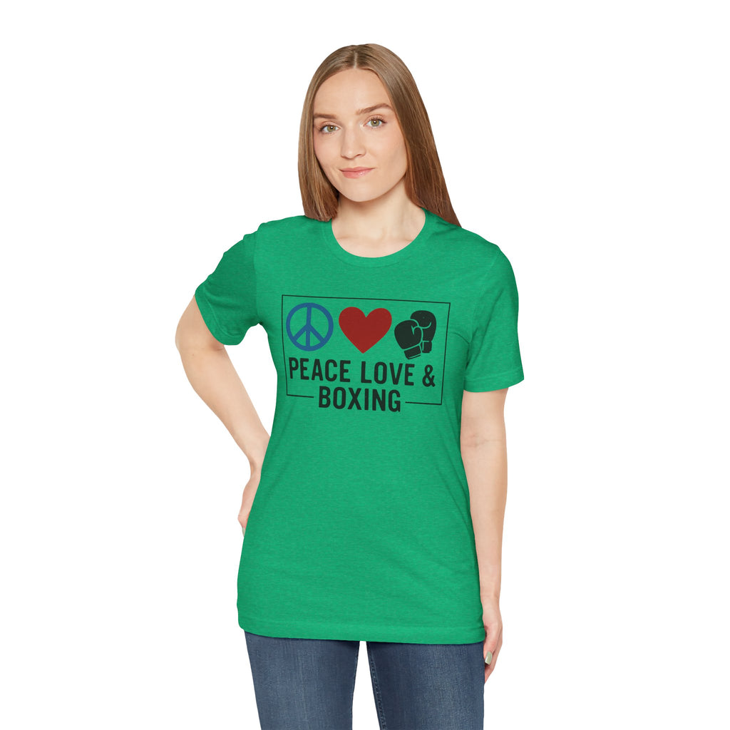 Unisex Jersey Short Sleeve Tee - Peace Love & Boxing T-Shirt