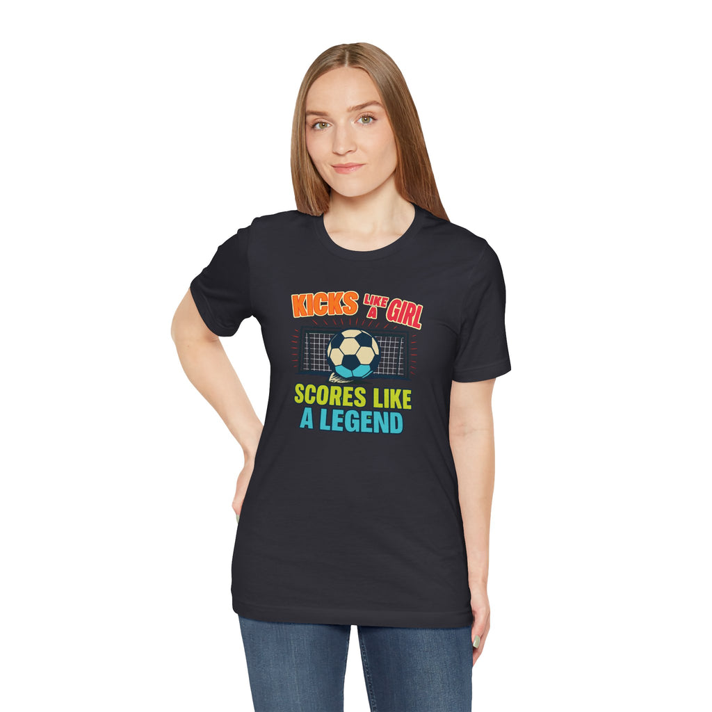 Soccer Inspired Fun Tee - Kicks Like A Girl