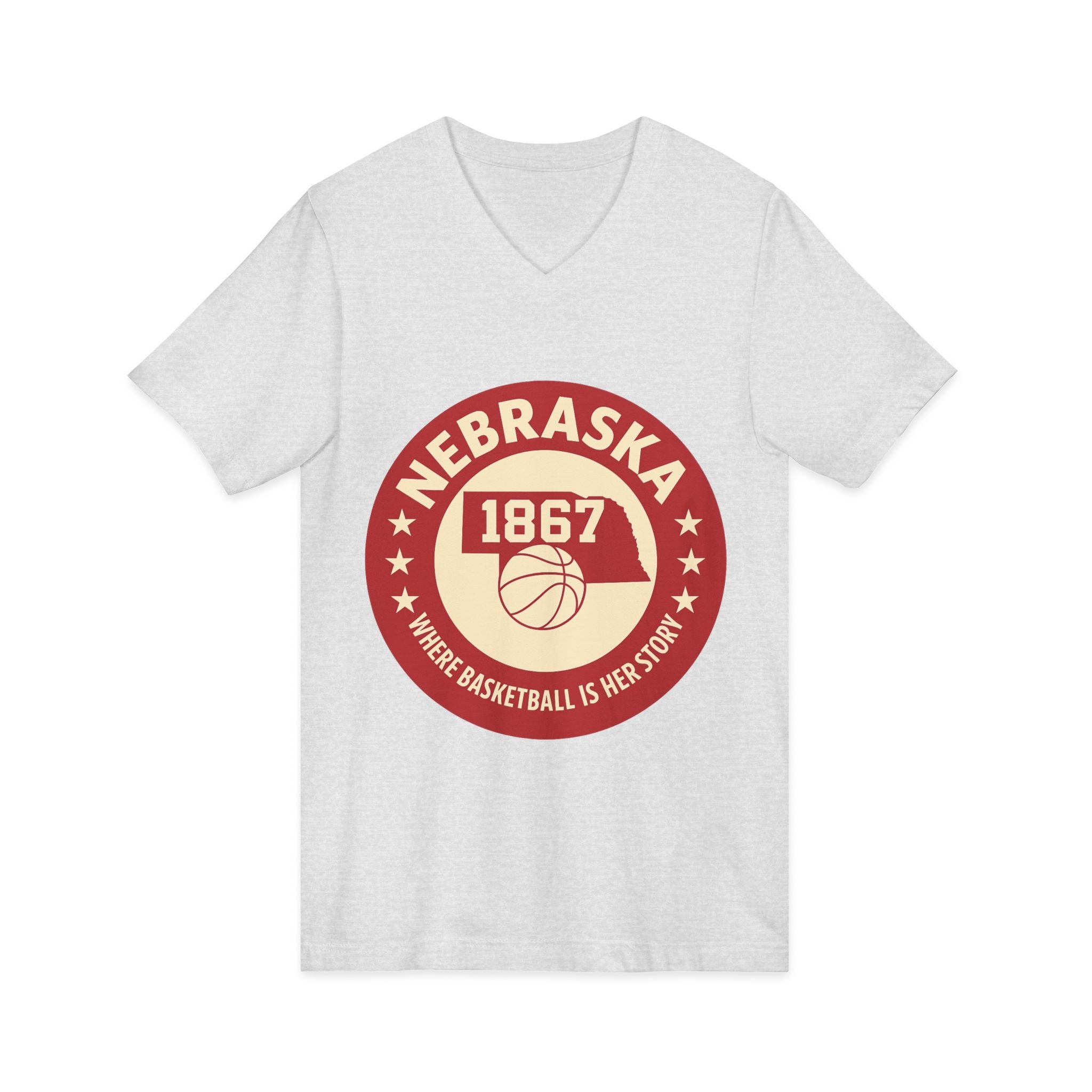 Nebraska 1867 Basketball Vintage V-Neck Tee