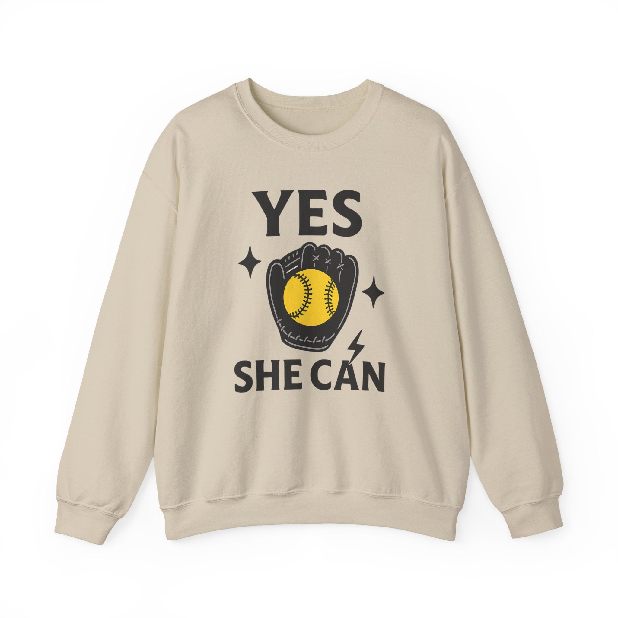Yes, She Can Softball Sweatshirt, Unisex Crewneck
