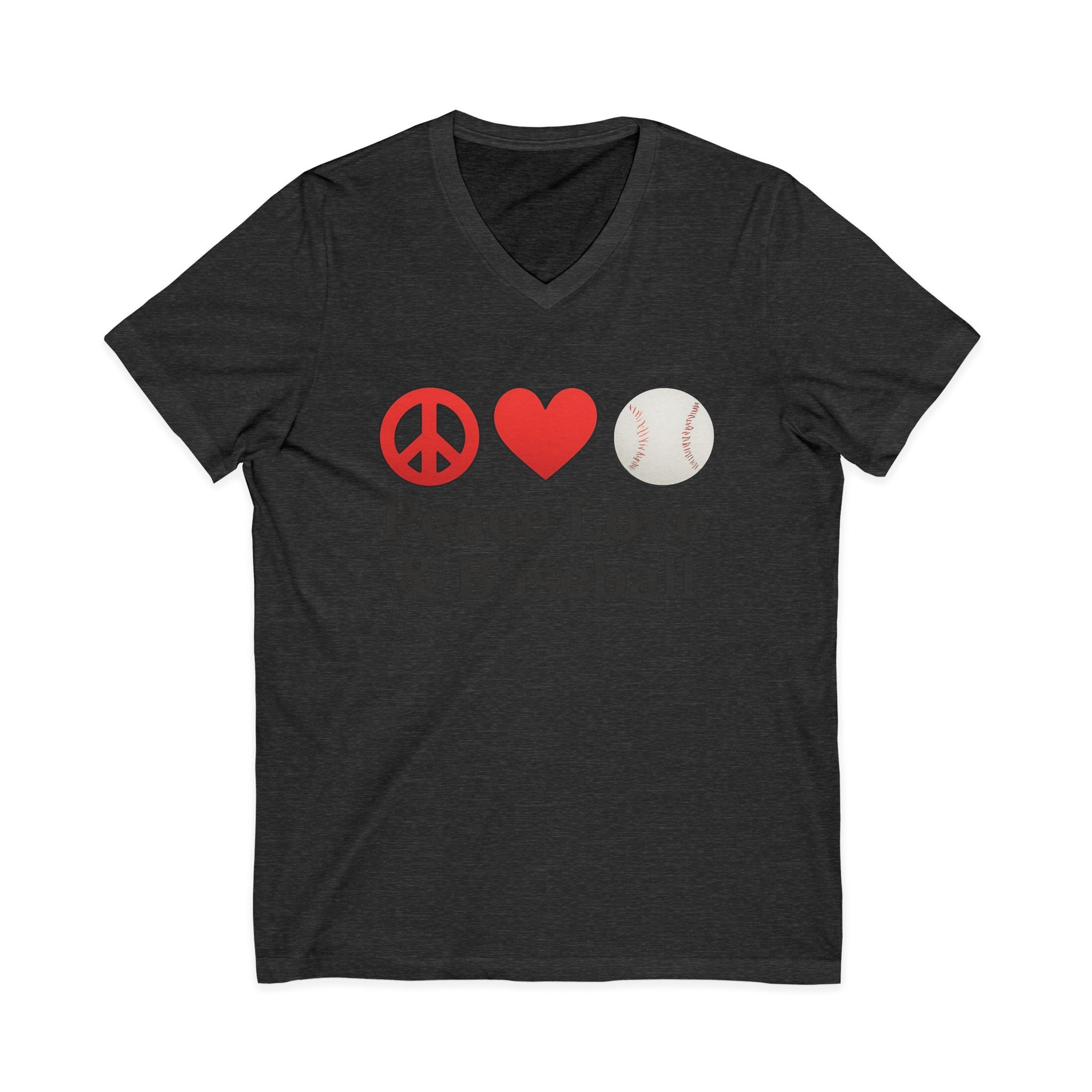 Peace Love & Baseball V-Neck Tee